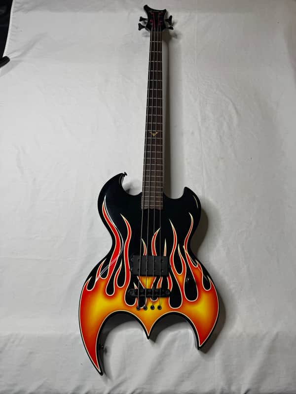 Brownsville New York Bat Electric Bass Guitar 2000s - Hot Rod Flame Graphic image 1