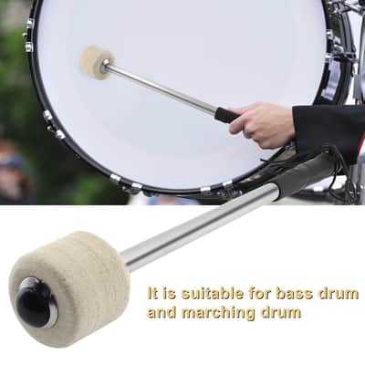 2 Pcs Drum Mallet 13.8 Inches Length, Wool Felt Drum Stick, Anti-Slip Bass Percussion Sticks, Instrument Band Accessory Part For Drums Snare Drums, Beige White image 6