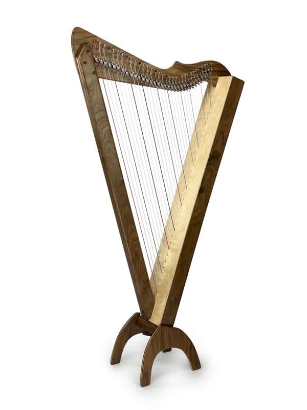Rees Harps Grand Harpsicle Harp - 33 strings, fully levered, Pro Electric Pickup System, wound nylon and metal bass strings, Natural Walnut Finish image 1