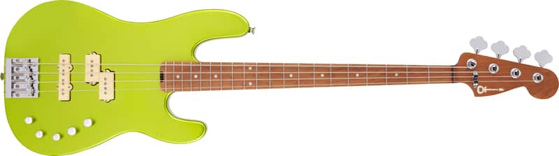 Charvel Pro-Mod San Dimas Bass PJ IV, Caramelized Maple Fingerboard, Lime Green Metallic image 1