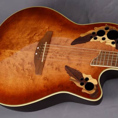 RARE Ovation CS 2000 Celebrity Deluxe Limited Edition Cherry Sunburst Flame Birdseye Maple ~MINT Top~ Elite image 7