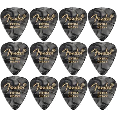 Fender Premium Celluloid 351 Shape Guitar Picks, Extra Heavy, Black Moto, 12-Pack image 4