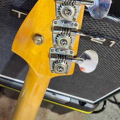 1966 Fender Mustang Bass- Dakota Red, good condition, w/ case image 6