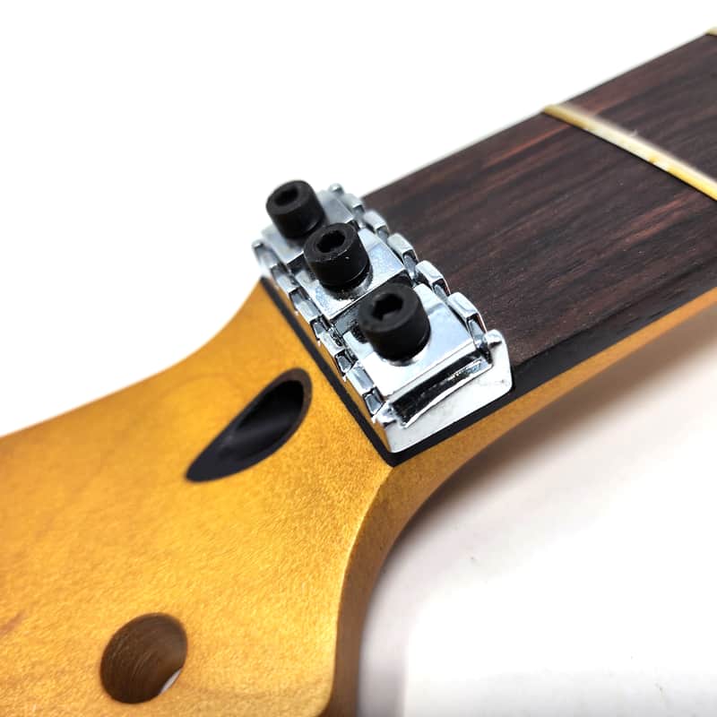 Brio Floyd Rose Nut Locking Nut T-Style Guitar Neck Rosewood 12" Radius 10 mm Holes 22 Frets Satin Finish image 1