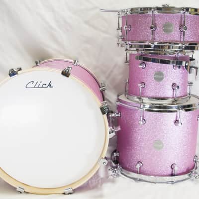 Click Icon 4pc Maple Drum Set Satin Pink Sparkle Shell Pack 18 14 10 14 image 12