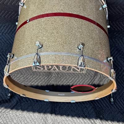 SPAUN Custom 4-Piece Drums -Silver Glass w-Red Stripe image 5