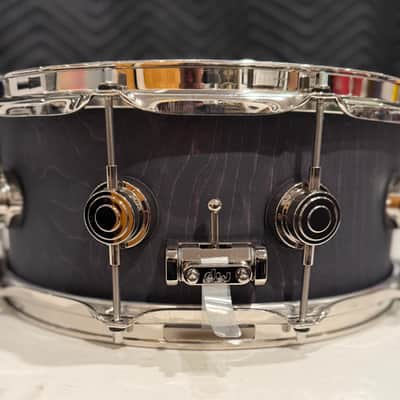 DW Collector's Series Maple / Mahogany 6x14" Snare Drum EBONY STAIN MATTE W/Nickel hardware image 3