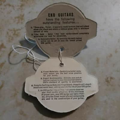 Vintage 1960's EKO Guitar Price Hang Tag! Rare, Original Case Candy, Paperwork! image 2