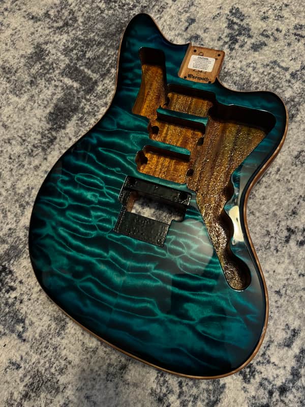 Warmoth Jazzmaster Body Turquoise AAAAA Quilt | Reverb