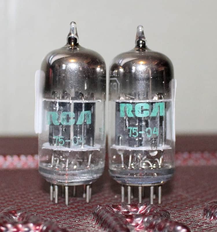 RCA JAN 6189W 12AU7 WA E82CC PERFECT MATCH PAIR BLACK PLATE S RODS HALO GETTER TEST NOS++ MINTY VINTAGE 1975 image 1