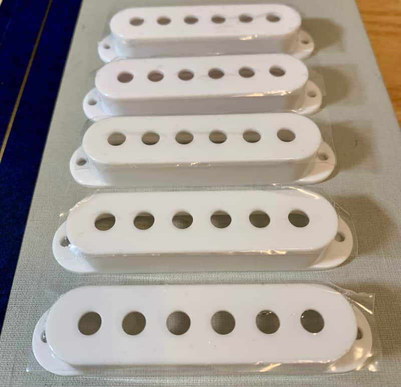 Pickup Covers (5) White - 50 mm SPACING (Strat Style) image 1