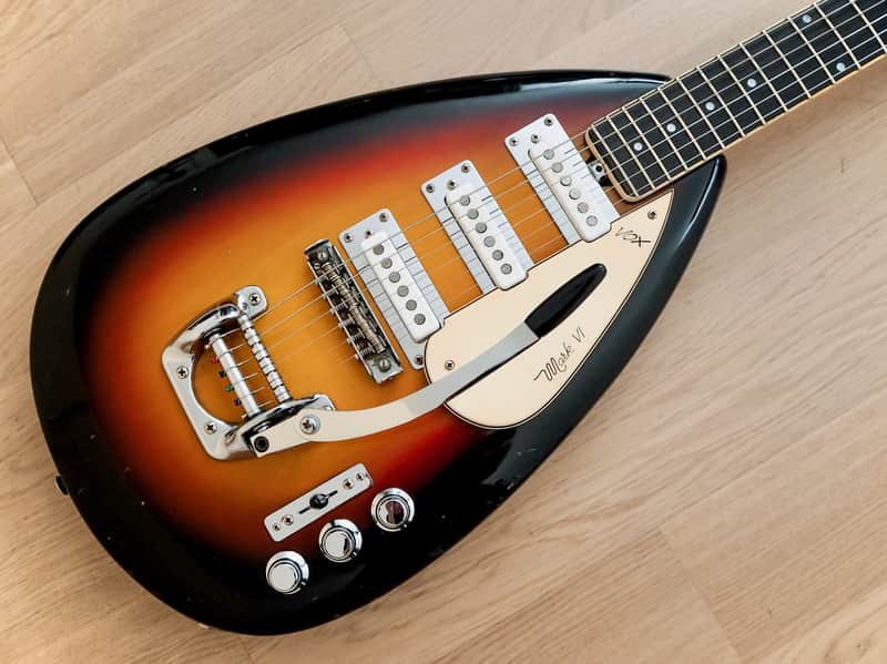 1960s Vox Mark VI Teardrop Vintage Electric Guitar Sunburst w/ Case, Eko image 1