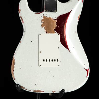 Fender Custom Shop 1960 Stratocaster Heavy Relic Olympic White Over Red Sparkle image 19