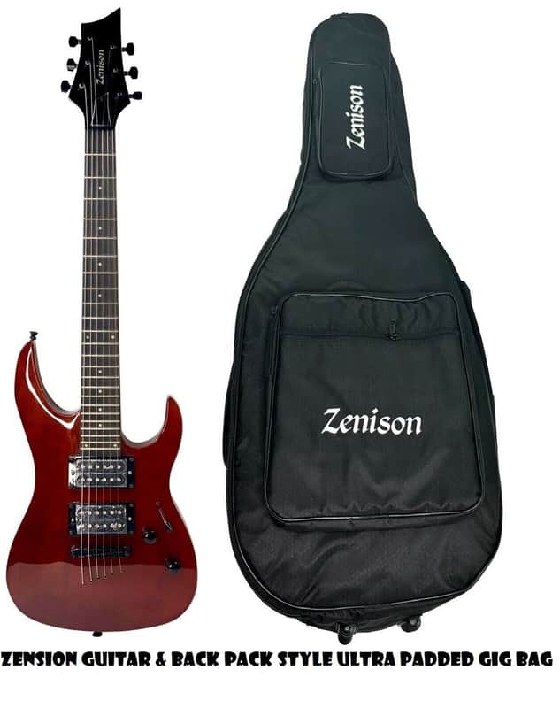 Zenison 34" Children's Electric Guitar Rock Style Cherry Red & Back Pack Gig Bag image 1