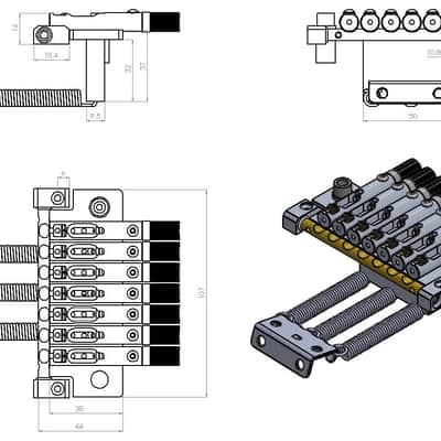 Nova Guitar Parts 7-String Headless Tremolo Bridge-Block Headpiece image 6