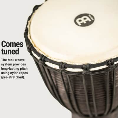 Meinl Percussion HDJ3-M Black River Series Headliner Rope Tuned Djembe, Medium: 10-Inch Diameter image 5