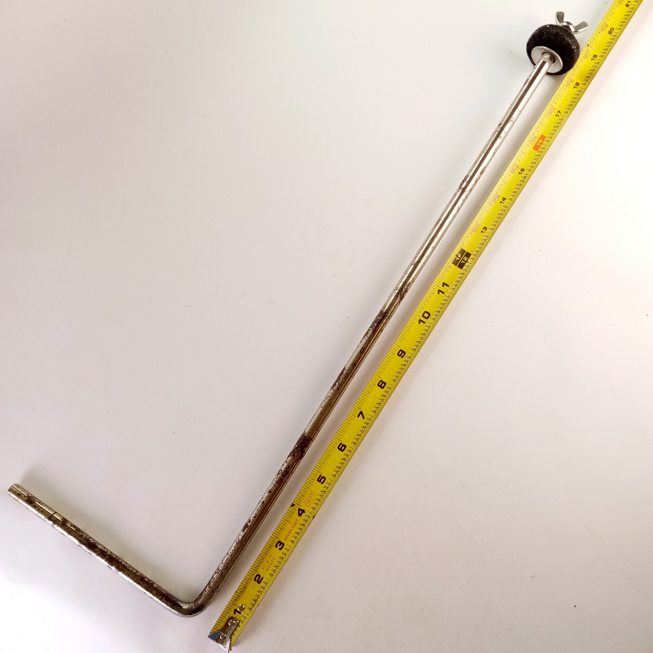 Leedy 3/8x6"x19.5"Cymbal L-Arm Rod Nickel Vintage 50s Bass Drum Mount Holder USA — main photograph