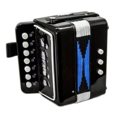 Top Quality Black Accordion Kids Musical Toy w 7 Buttons 2 Bass image 2
