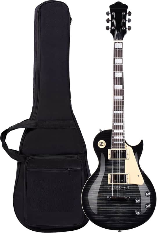Electric Guitar Solid Body  Maple Neck, Stainless Steel Frets, Ideal for All Levels, with Gigbag(Black)