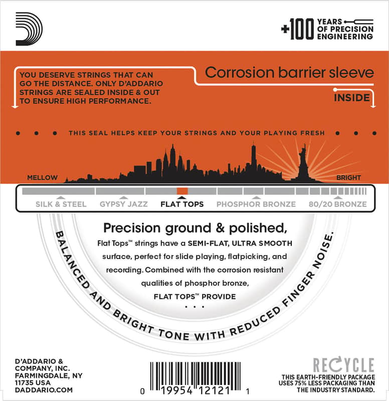 D'Addario EFT13 Flat Tops Phosphor Bronze Resophonic Acoustic Guitar Strings, Medium Gauge image 3