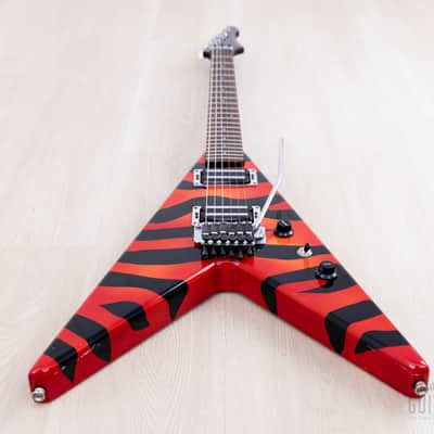 1980s Aria Pro II XX Deluxe Flying V Partscaster Orange With Black Zebra, Japan Matsumoku image 10