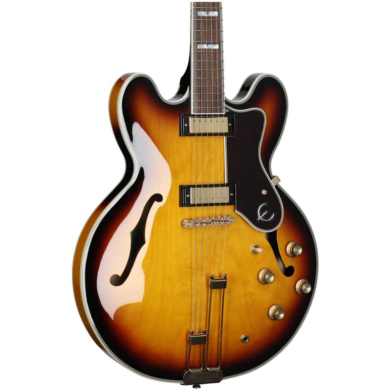 Epiphone Sheraton Semi-Hollowbody Electric Guitar (with Gig Bag), Vintage Sunburst, with Gold Hardware, Open Box (Very Good)
