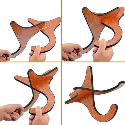 Portable Wooden Ukelele Stand Holder, Portable Wood Ukulele Stand for Small Guitar, Violin, Banjo, Mandolin image 2
