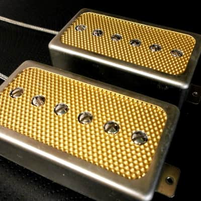Q pickups Humbucker Sized P90s Set GOLD FOIL Raw cover PAF Fits Gibson Epi Greco Ibanez P90 Tone image 5