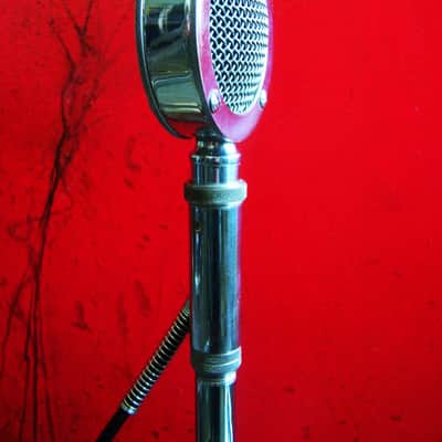 Vintage RARER 1940's Astatic D-104 crystal "Lollipop" microphone Chrome w adapter & period Atlas DS-5 desk stand PROP DISPLAY # 2 image 5