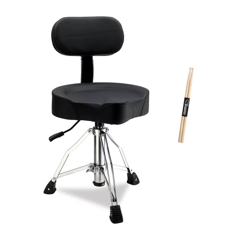 Heavy-Duty Hydraulic Drum Throne w/ Backrest – Adjustable Height for Drummers image 1