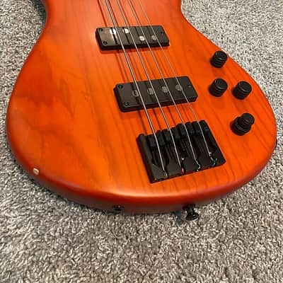 Warmoth Warmoth G4 Bass with Delano P/J Pickups and EMG Preamp Satin Orange Over Ash image 2