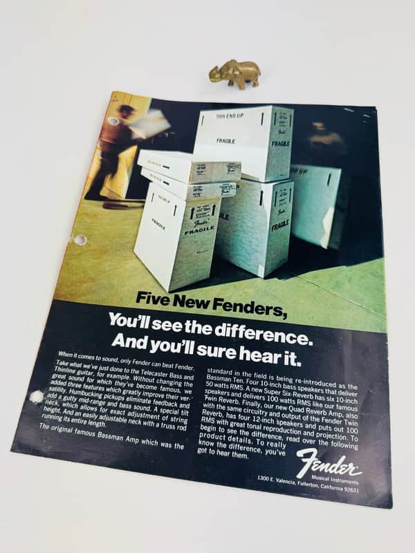 Fender "Five New Fenders" Foldout Brochure 1972 image 1