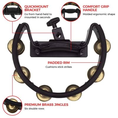 Pearl PTM-10GHX Quickmount Tambourine with Brass Jingles image 3