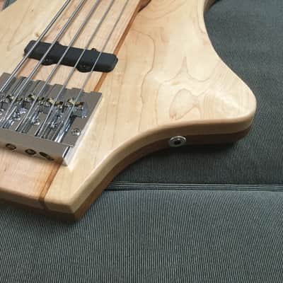 Custom built fretless, carved 5 string bass guitar Fretless 5 string 2020 Natural pure non toxic Tung oil,  8 applications image 1