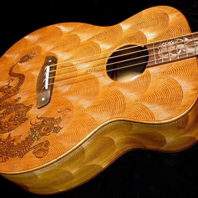Blueberry Handmade Acoustic Bass Guitar Dragon Motif Bild 1