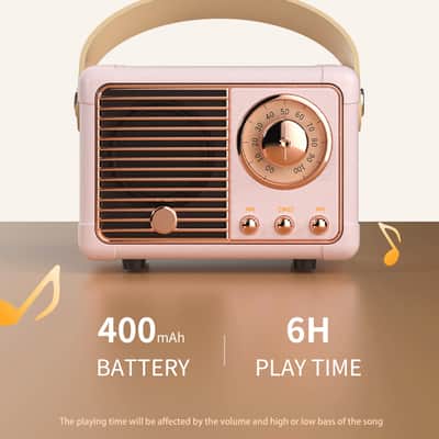 Retro Bluetooth Speaker-Yellow image 10