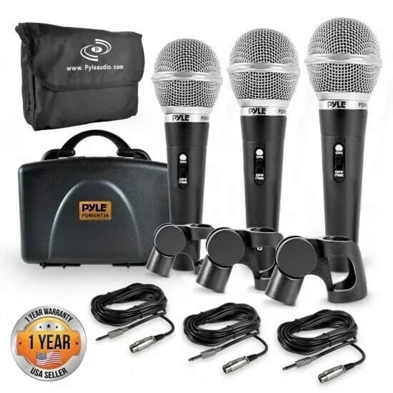 Dynamic Microphone Kit – 3 Professional Handheld Mics with XLR Cable image 1