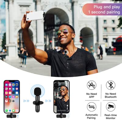 2.4G Wireless Lavalier Microphone Noise Cancelling Audio Video Recording for iPhone/iPad/Android/Xiaomi/Samsung Live Game Mic image 2