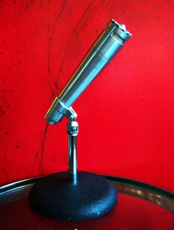 Vintage 1960's Altec 683B dynamic microphone w period Atlas DS5 stand prop display 633A 632C image 1