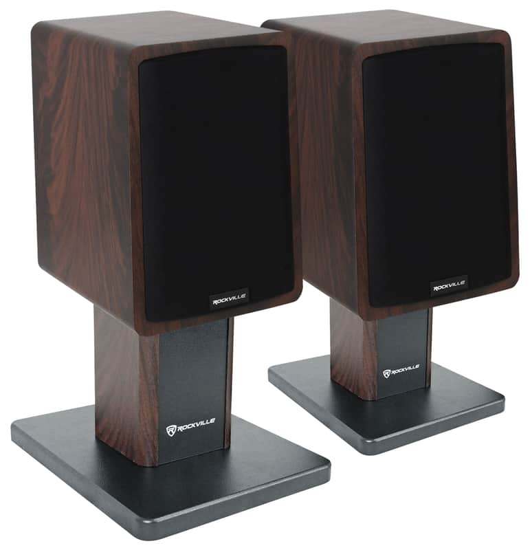 Rockville ELITE-5D 5.25" Dark Wood Computer Speakers w/Bluetooth+Desktop Stands image 1