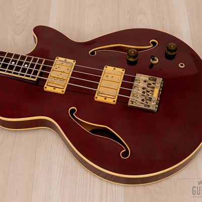 1988 Ibanez AB200 Artstar Vintage Semi-Hollow Bass Wine Red image 10