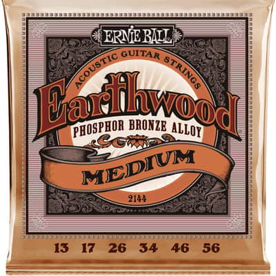 Ernie Ball 2144 Earthwood Power Slinky Phosphor Bronze Acoustic Guitar Strings (13-56) 2010s - Bronze image 1