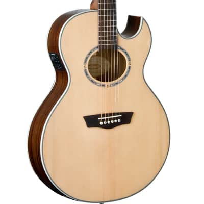 Washburn EA20SNB Nuno Bettencourt Festival Series Thin Body Acoustic Electric Guitar, Natural image 4