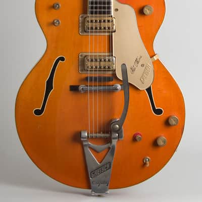 Gretsch Model 6120 Chet Atkins Hollowbody Thinline Hollow Body Electric Guitar (1965), original grey hard shell case. image 3