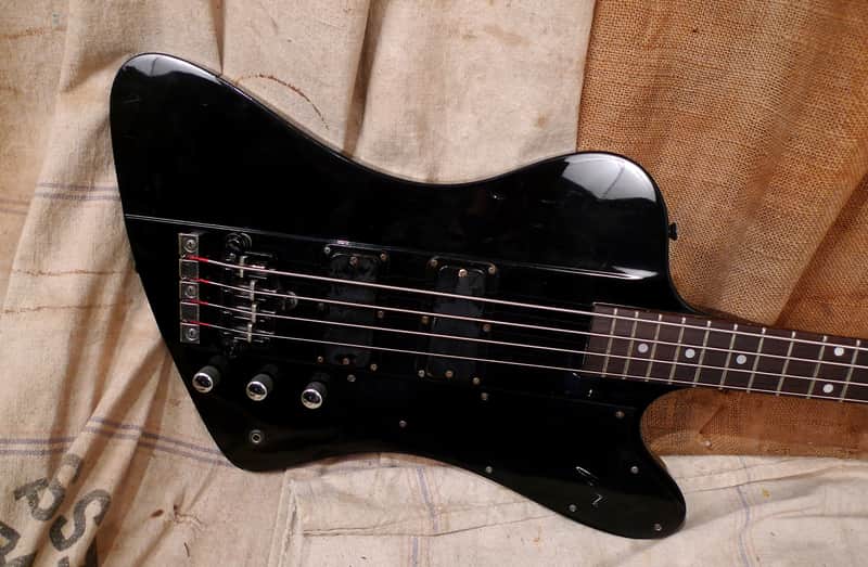 Greco Thunderbird Bass 1989 Black T Bird Bass Guitar image 1