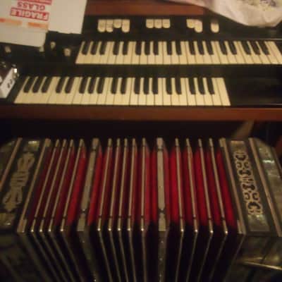 Alfred Arnold Rare Chemnitzer Concertina antique date unknown, gorgeous 1890-1930 - Black with mother of pearl inlays image 1