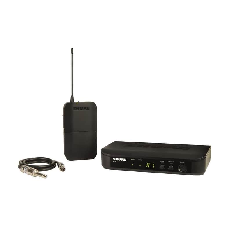 Shure BLX14 Bodypack Guitar or Bass Wireless System, H9:512.125-541.800 MHz, Includes BLX4 Wireless Receiver, BLX1 Bodypack Transmitter, WA302 Instrum image 1
