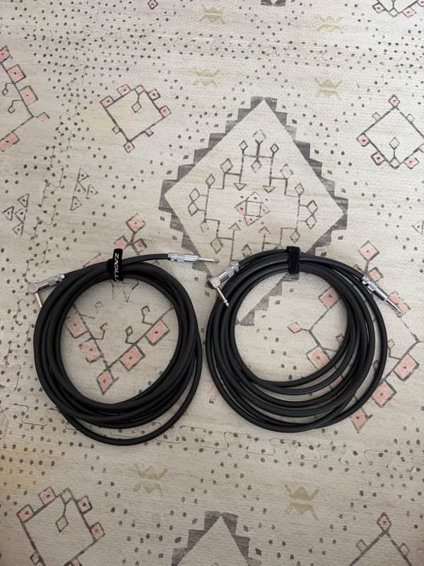 Zaolla Instrument Cable 1/4"-1/4" Right Angle 15 ft - Black image 1
