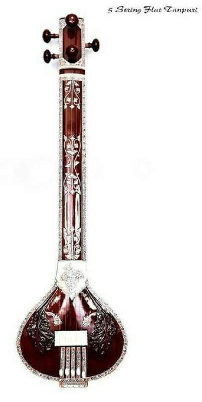 Instruments Musicaux Indiens Professionnels Tun Bois 5 Cordes Flat Tanpura