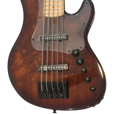 Cort GBFUSION5ABB GB-Fusion 5 Solid Alder Body Spalted Maple Top Hard Maple C Shape Neck 5-String Electric Bass Guitar w/Gig Bag image 2